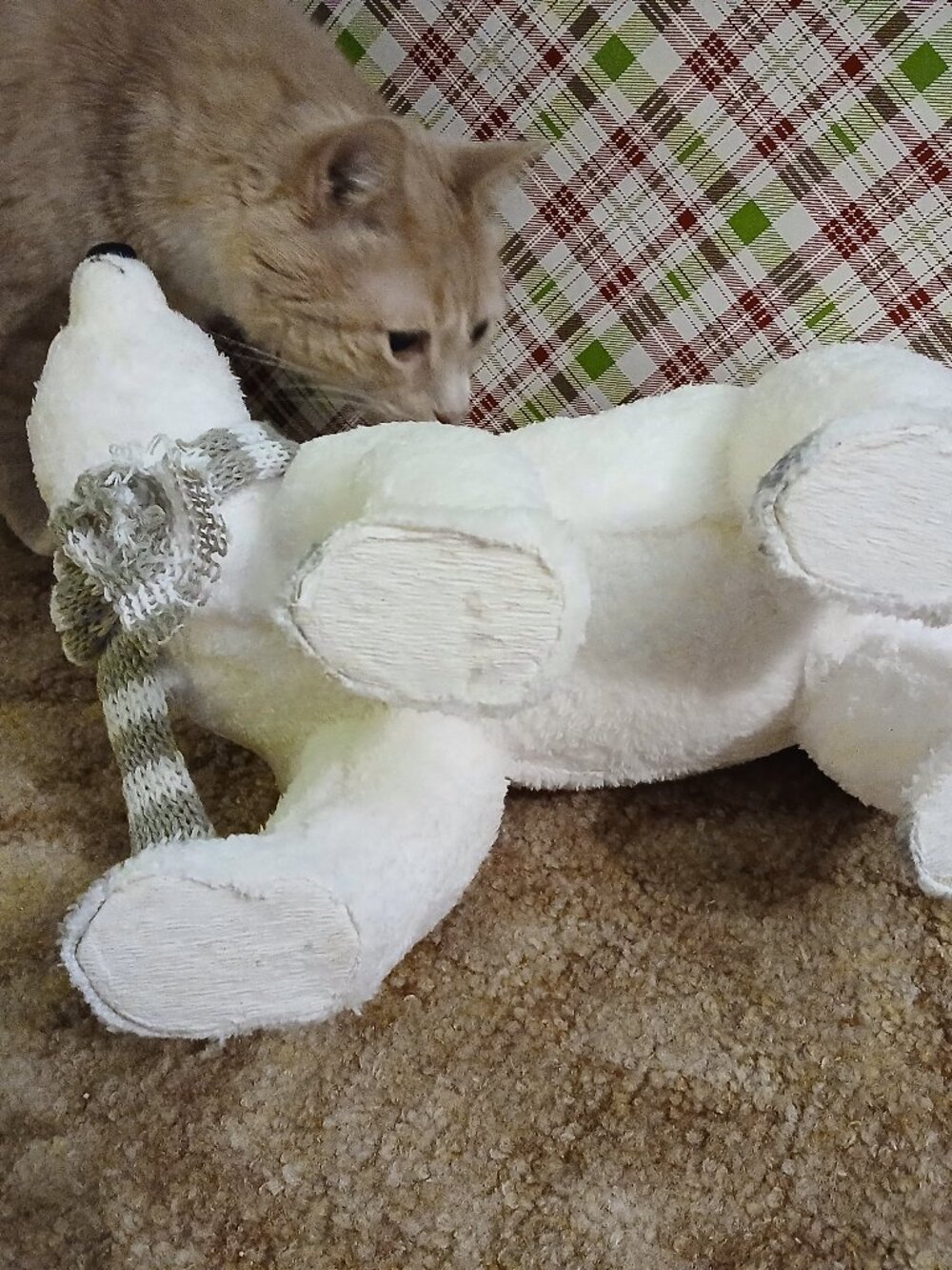 Faux Fur over Paper Mache Walking Polar Bear Indoor Christmas Winter Decoration - Picture 7 of 11